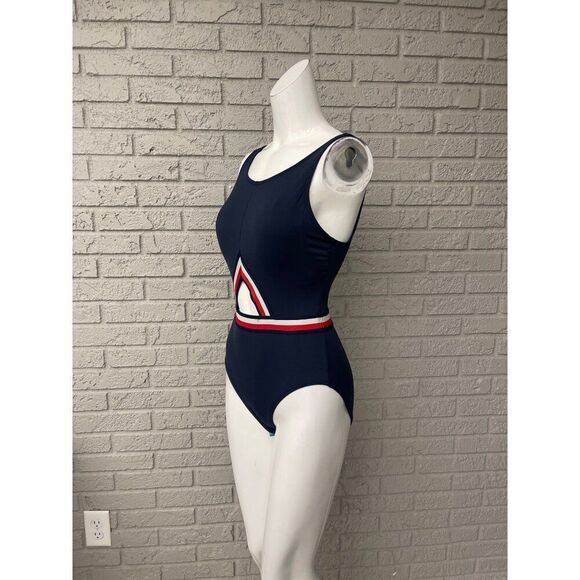 Tommy Hilfiger Woman  Navy Cut-Out One Piece Swimwear Size 8 - Picture 3 of 8